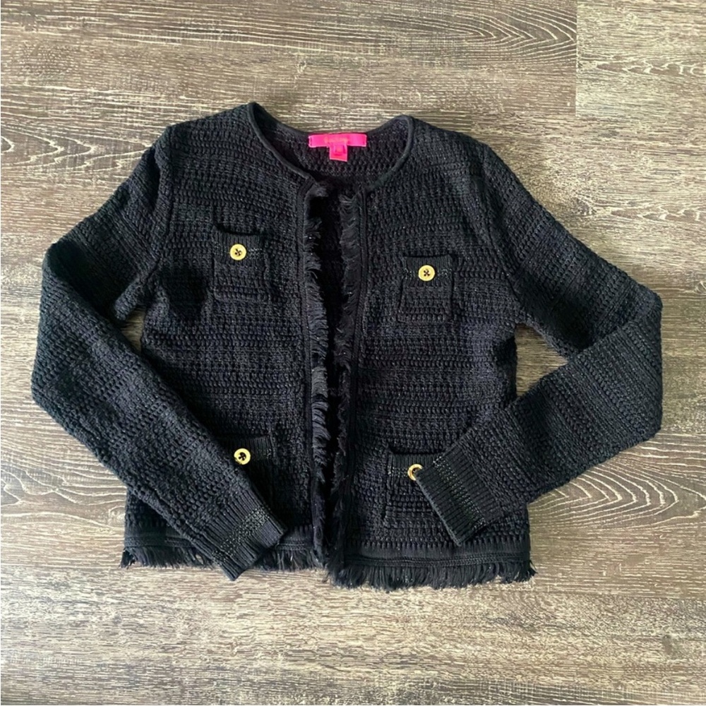 Lilly Pulitzer Black Cardigan with Gold Buttons